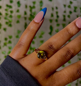 Gold Green Gemstone Ring