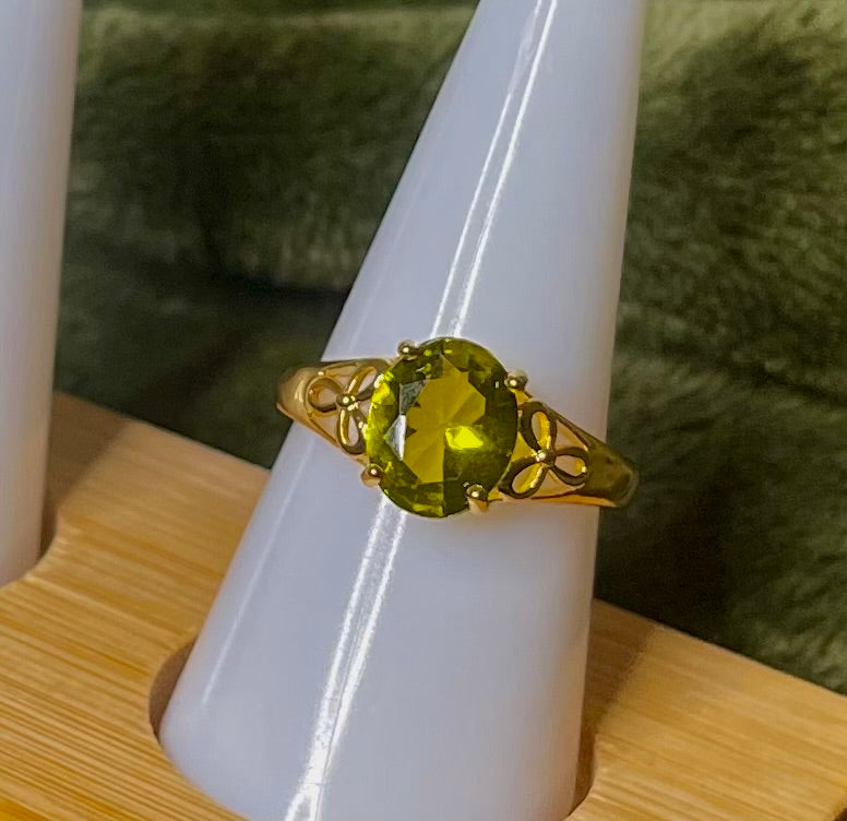 Gold Green Gemstone Ring